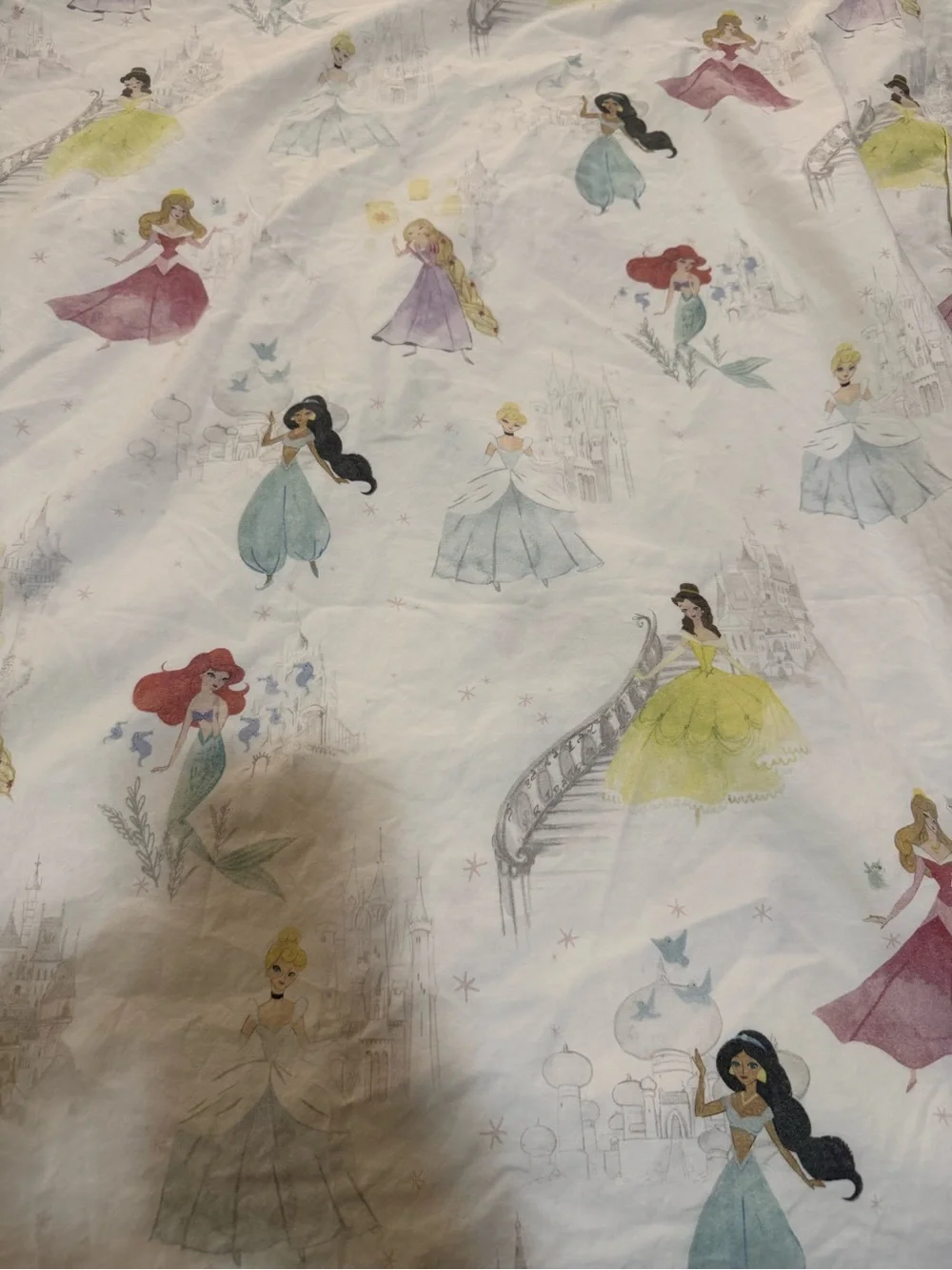 Disney Princess Pastel Multi-Color Flat Sheet